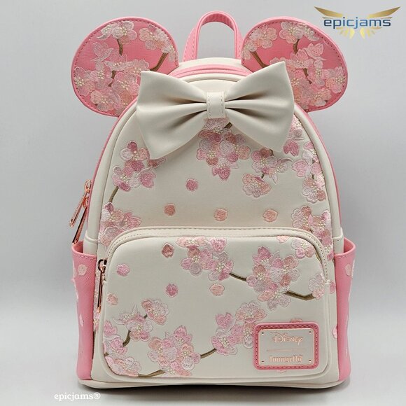 Loungefly Disney Minnie Mouse Cherry Blossom Ears Mini Backpack - Picture 1 of 5